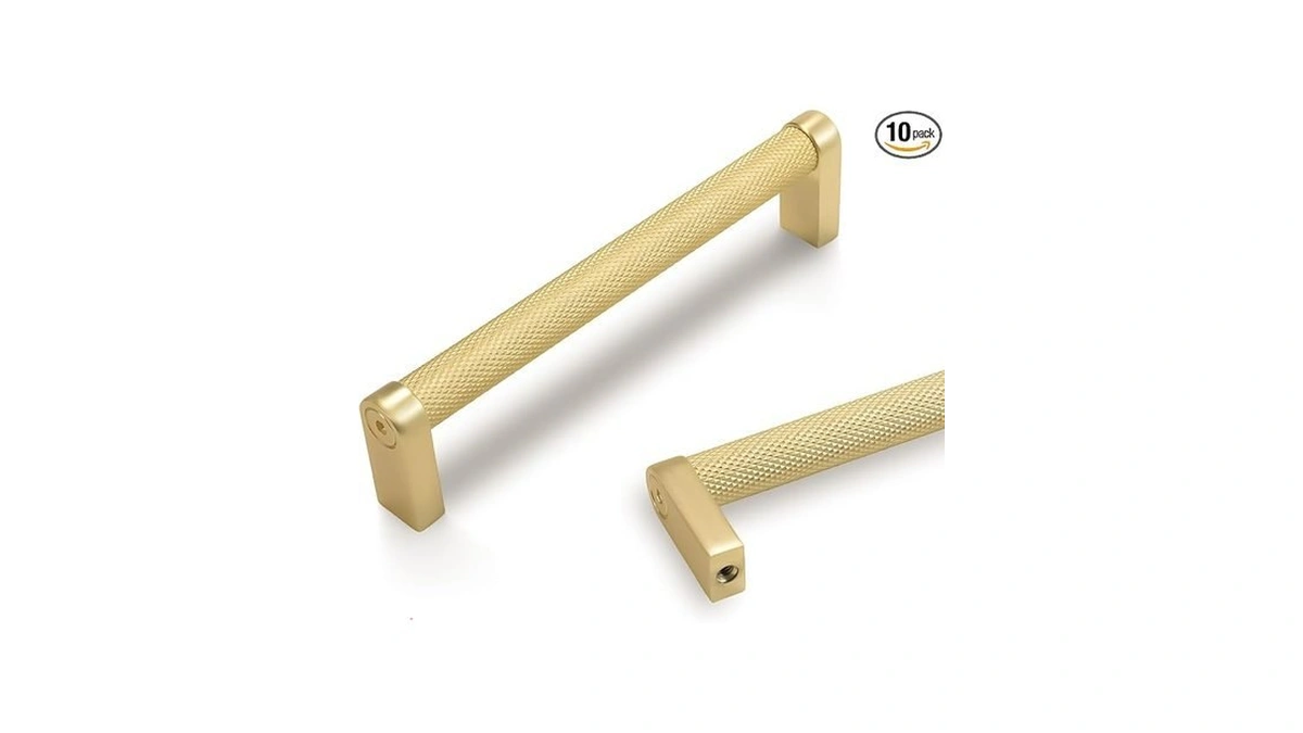 Povefonk 10 Pack 5 Inch(128mm) Brushed Brass Kitchen Cabinet Handles