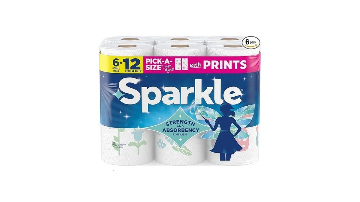 Sparkle Pick-a-size Paper Towels, Spirited Print Design, 6 Double Rolls