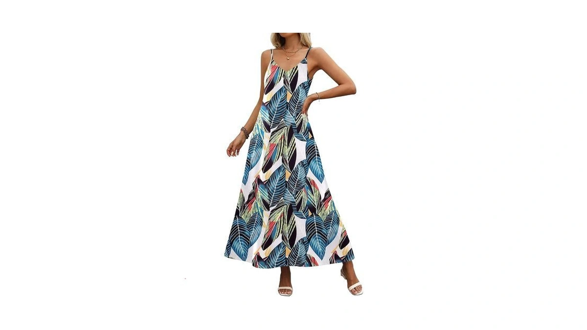 Zeagoo Women's Boho Maxi Dress Spaghetti Strap Beach Dresses For