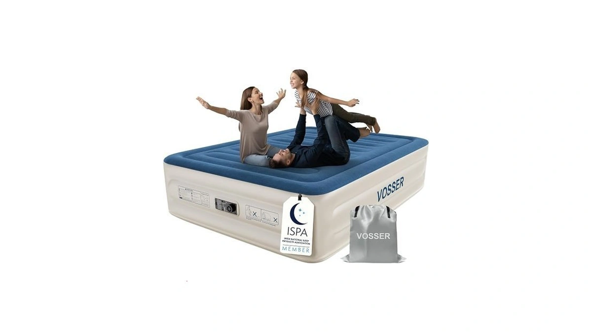 Vosser Queen Air Mattress With Built-in Pump,18'' Raised Blow Up
