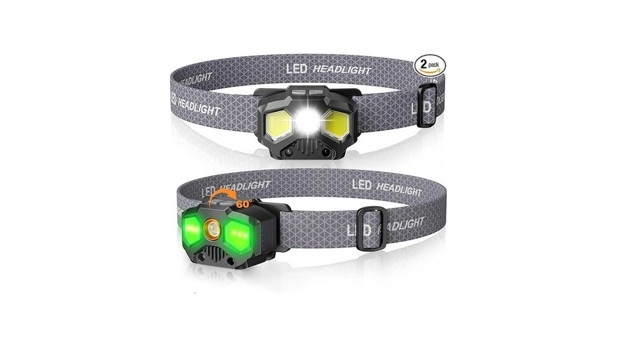 Hokoiln Rechargeable Headlamp 1400lm, Red Green White Led Head Lamp