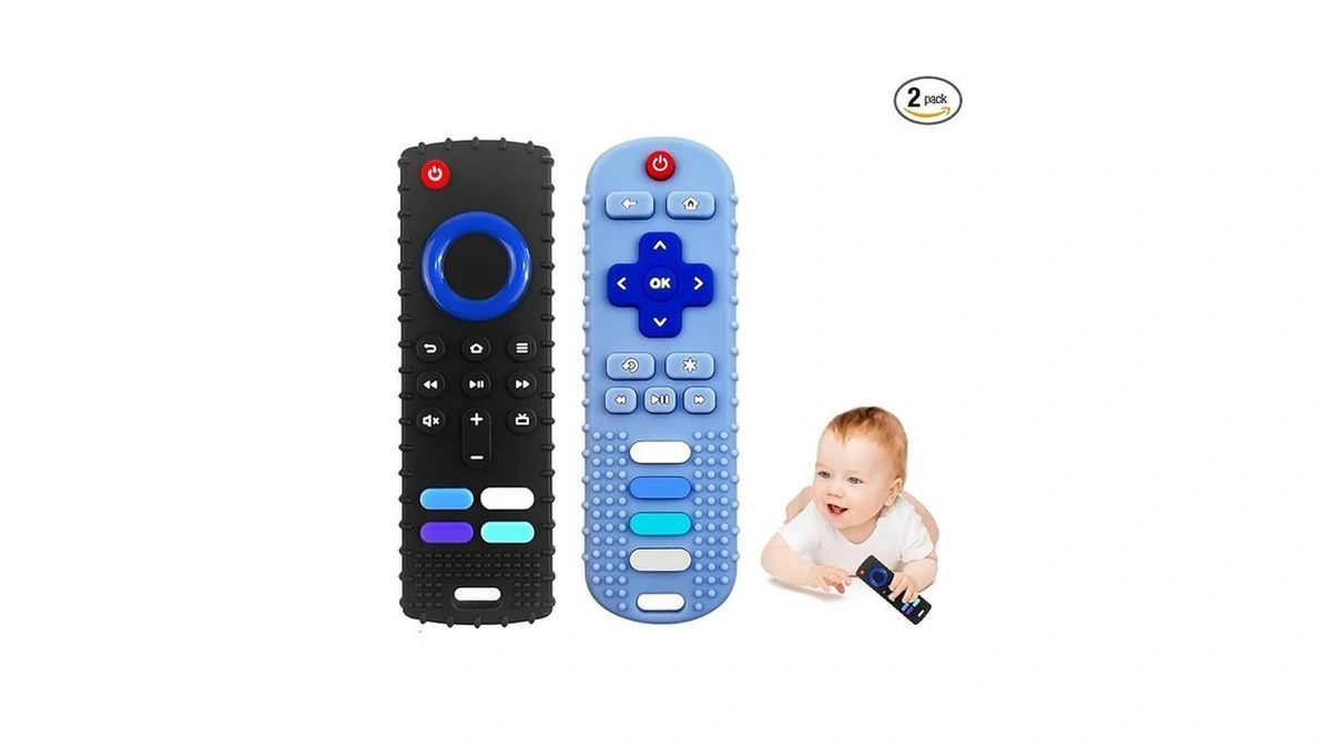 Ersihua 2-pack Silicone Baby Teething Toys, Tv Remote Teethers For