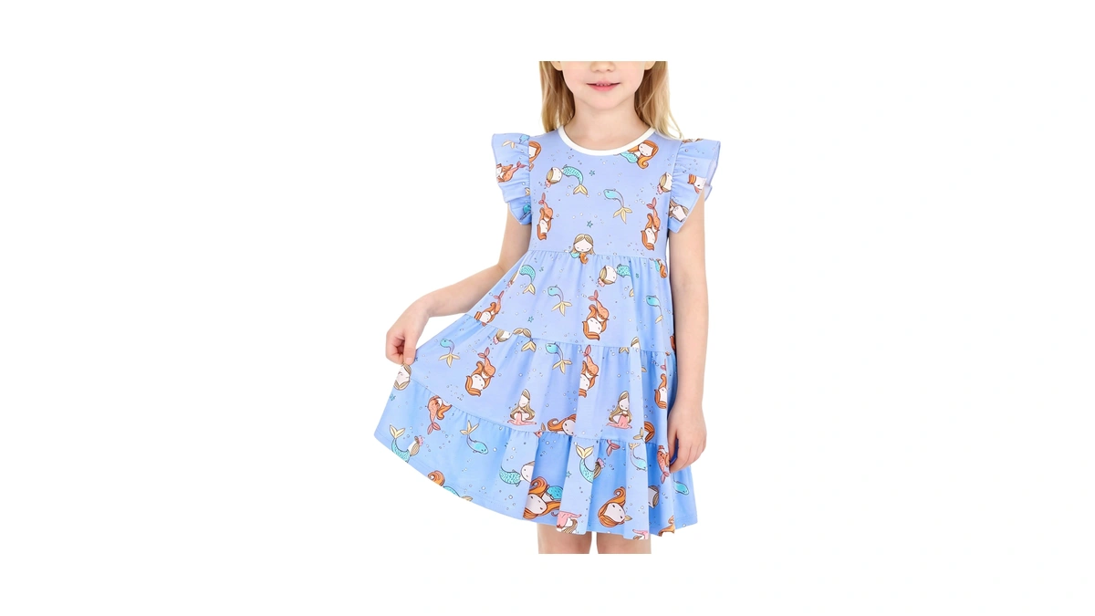 Bliblitata Girls' Casual Dress,soft Comfort Cotton Tagless Kids Short Sleeve,breathable