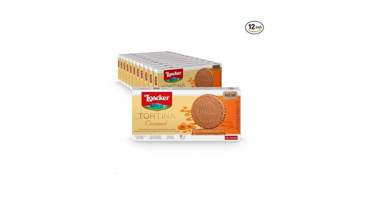 Loacker Tortina Caramel - Individually Wrapped Premium Milk Chocolate Enrobed