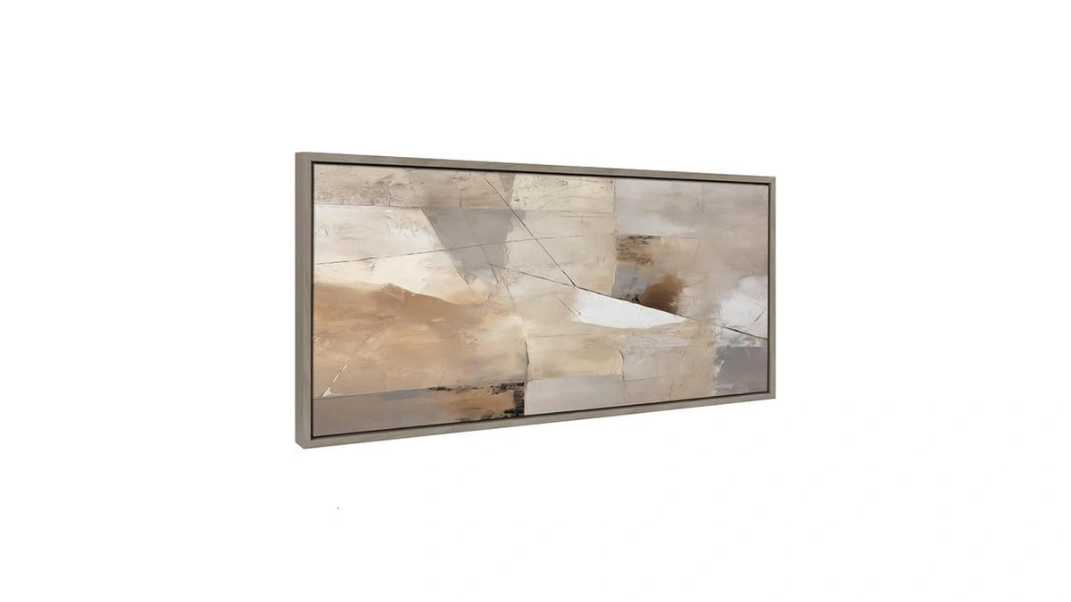 Kate And Laurel Sylvie Contemporary Neutral Textured Abstract Framed Canvas