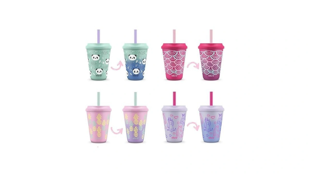 Ello Kids Plastic Reusable Color Changing Cups With Twist On