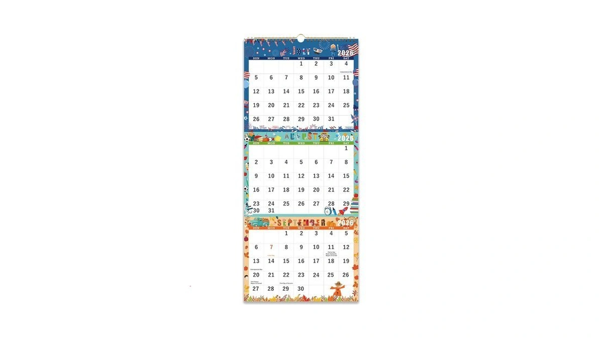 Calendar 2026-2027 - 3 Month Wall Calendar 2026-2027, June 2026
