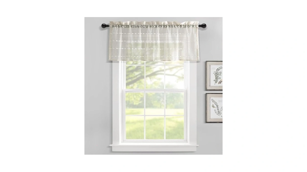 Lush Decor Farmhouse Textured Sheer Window Curtain Valance, 52"w X18"l,