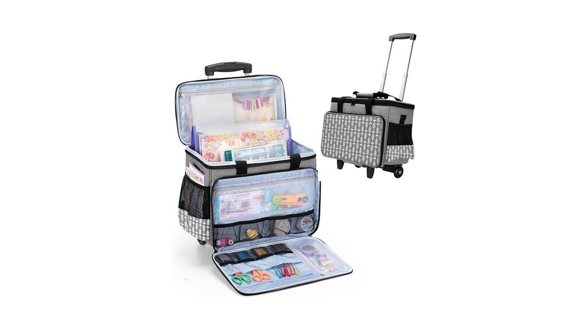 Yarwo Rolling Craft Bag On Wheels 2.0, Women Craft Scrapbook