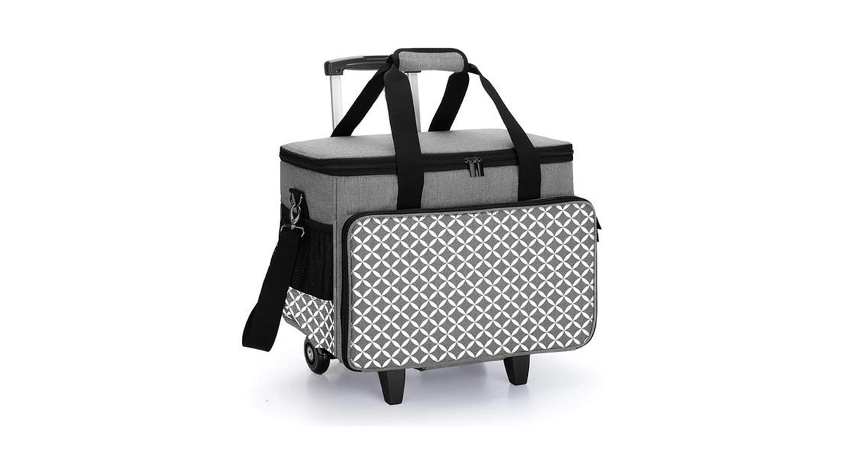 Yarwo Upgraded Rolling Sewing Machine Carrying Case, Detachable Trolley Tote