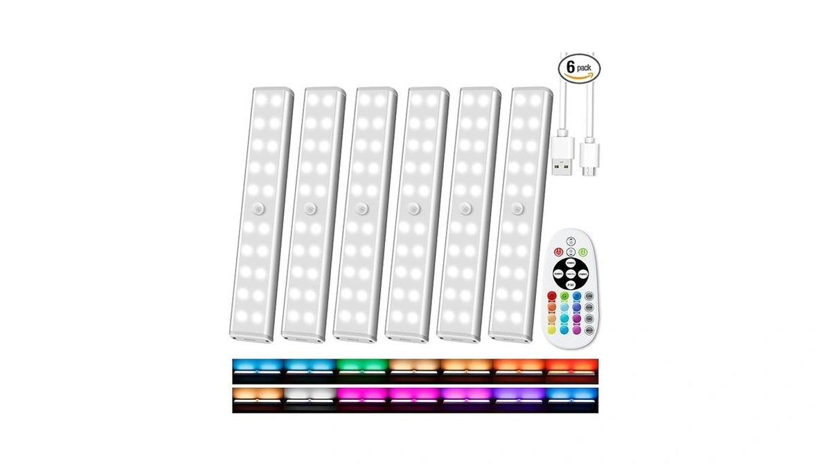 Under Cabinet Lighting Wireless With Remote, 48 Led Rechargeable Under