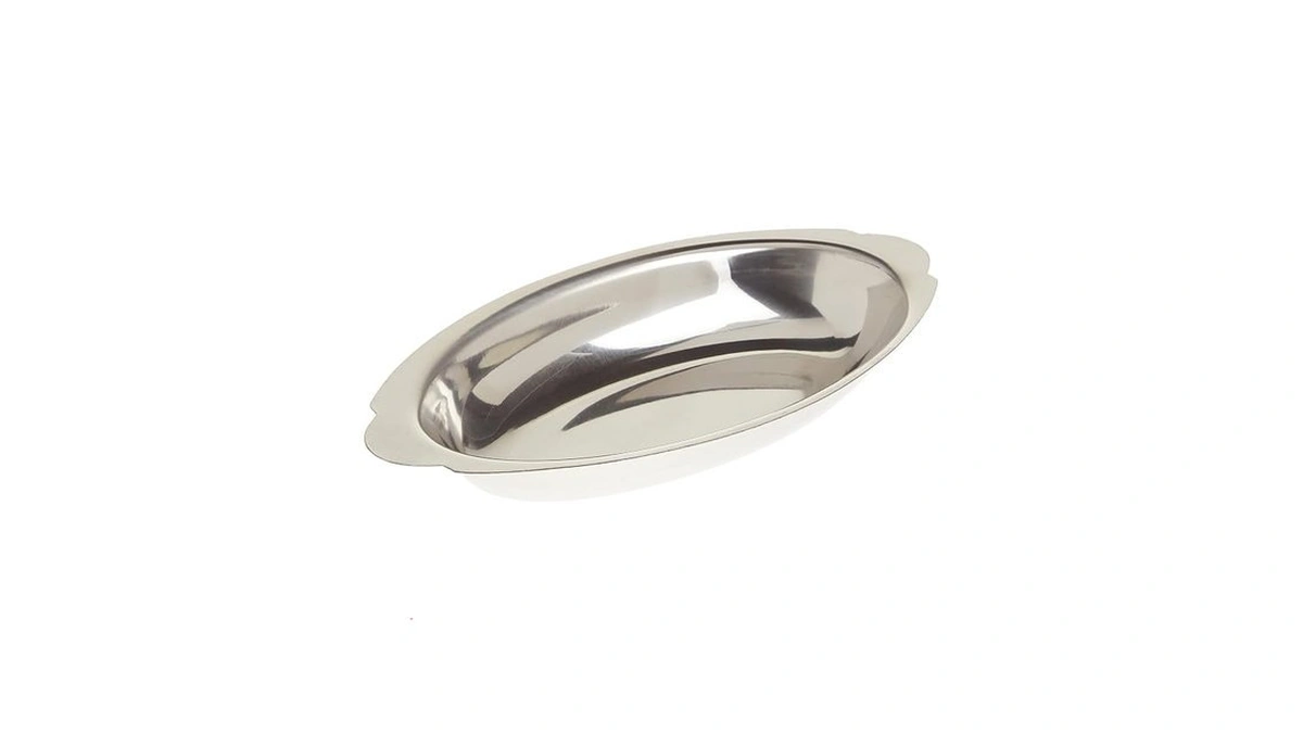 Winco Stainless Steel Oval Au Gratin Dish, 12-ounce