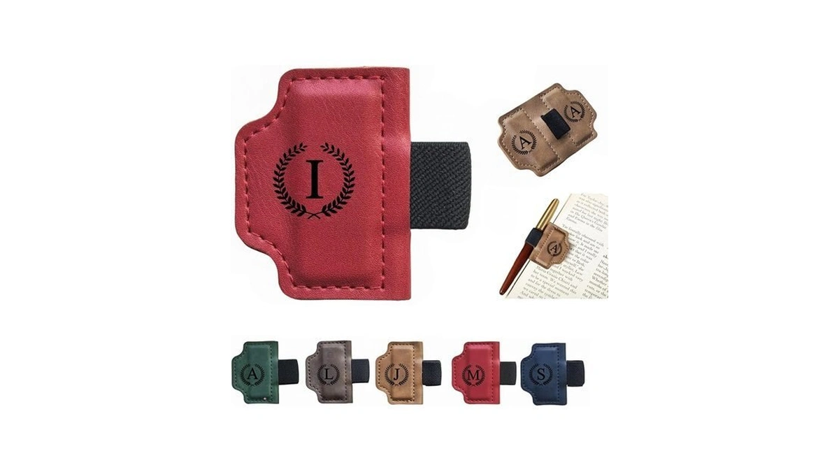 Moteerllu Custom Bygonemark Personalized Magnetic Leather Pen Holder Bookmark With