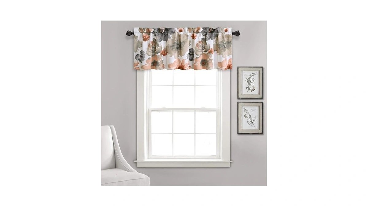 Lush Decor Leah Floral Light Filtering Valance, 52" W X