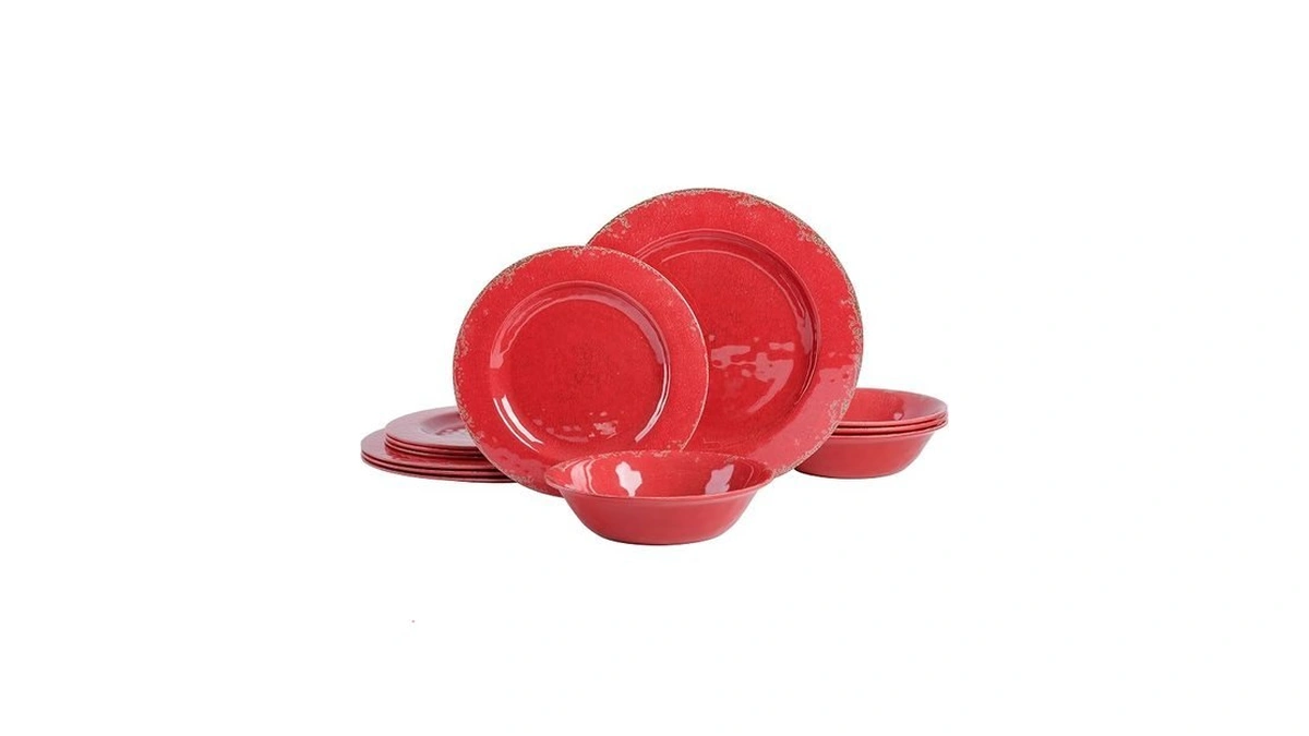 Gibson Home Mauna Melamine Plastic Dinnerware Set, Service For 4