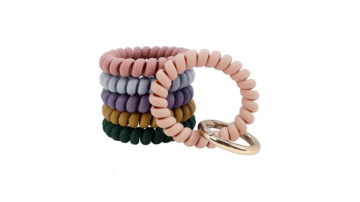 Bihrtc 6 Color Stretchy Keychain Bracelet Spring Flexible Spiral Wrist