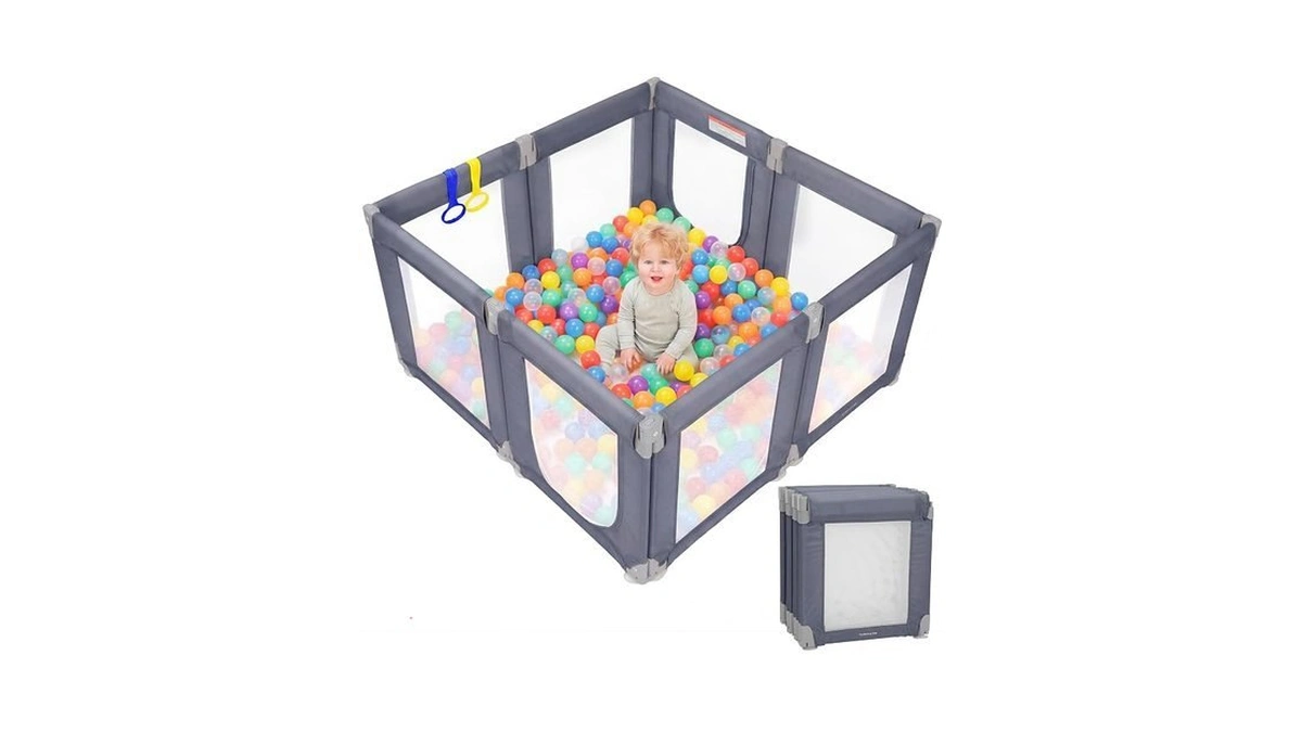 Foldable Baby Playpen, 47"×49" Collapsible Play Pen For Babies Toddlers,