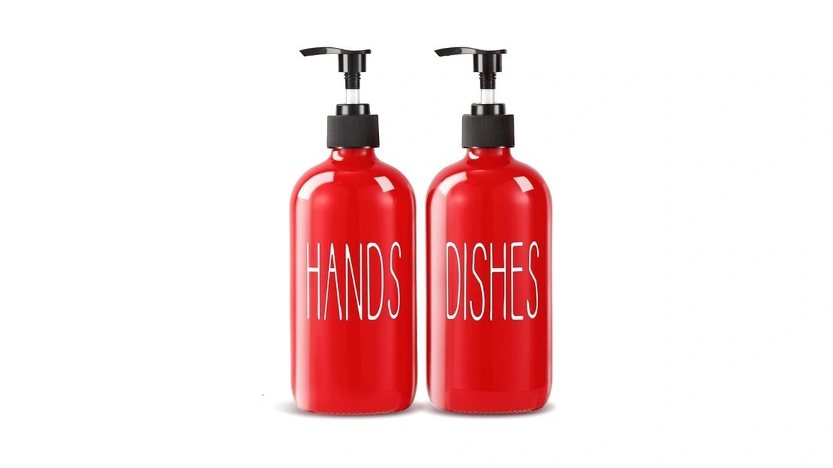 Cohosege Glass Soap Dispenser Set 2 Pack,16 Oz Dish Soap