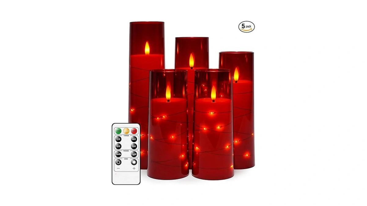 Kakoya Flameless Led Candles With Timer 5 Pc Flickering Flameless