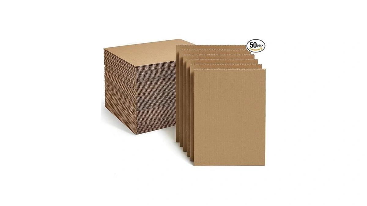 50 Pack Brown Corrugated Cardboard Sheets, 8.5x11 Flat Cardboard Inserts