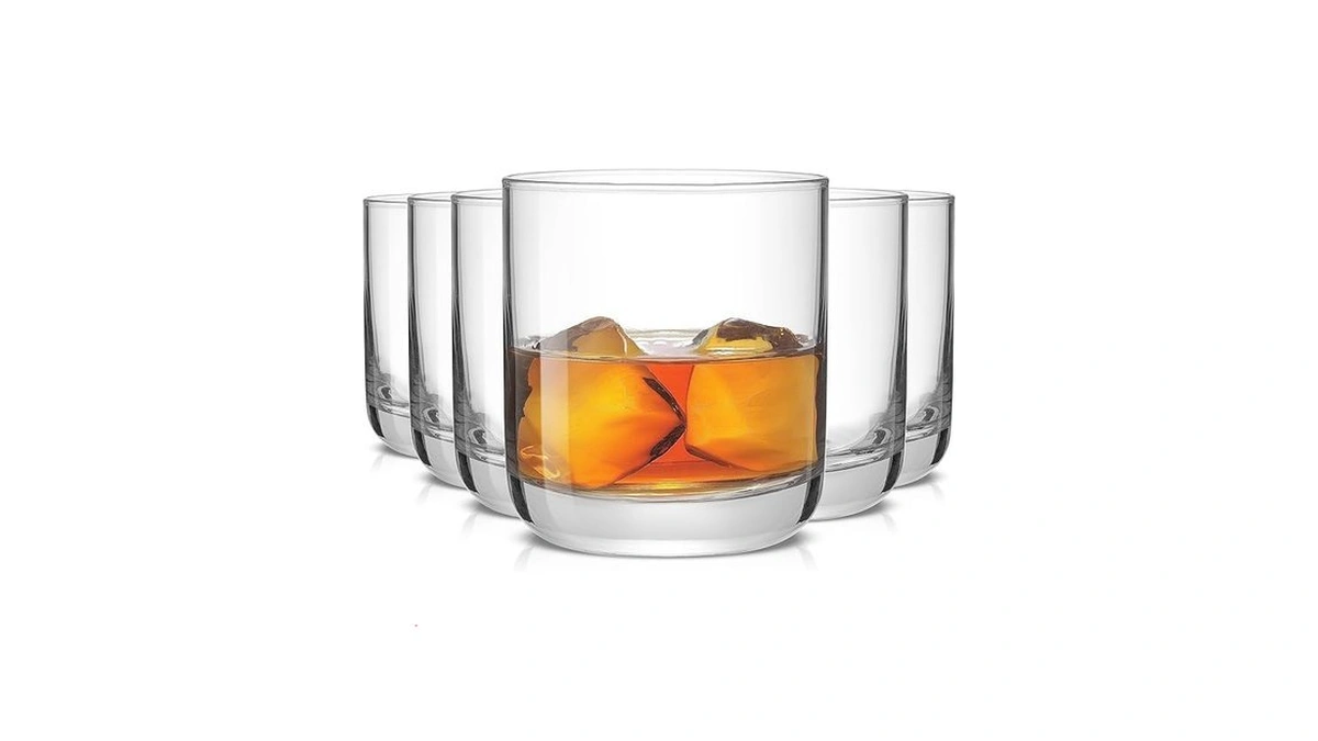 Joyjolt Faye Crystal Whiskey Glasses, Lowball Glasses Set Of 6,