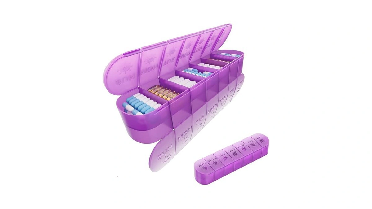 2 Layers Weekly Pill Organizer 2 Times A Day, Travel