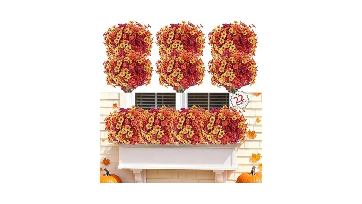 22 Pack Artificial Flowers Outdoor Fake Plants, Faux Flowers Uv
