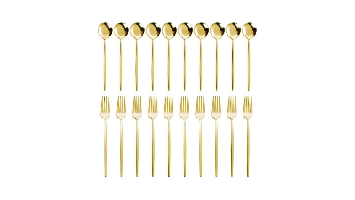 Noccur 20-piece Stainless Steel Gold Spoons And Forks Silverware Set
