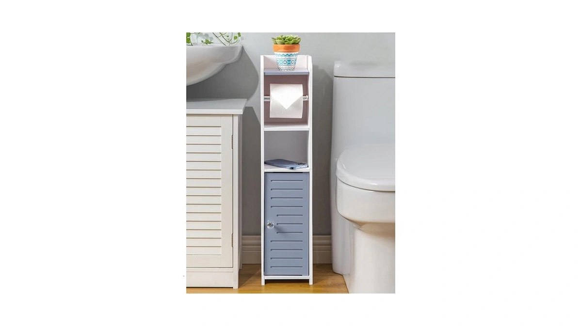 Aojezor Toilet Paper Holder Stand: Small Bathroom Storage Cabinet -