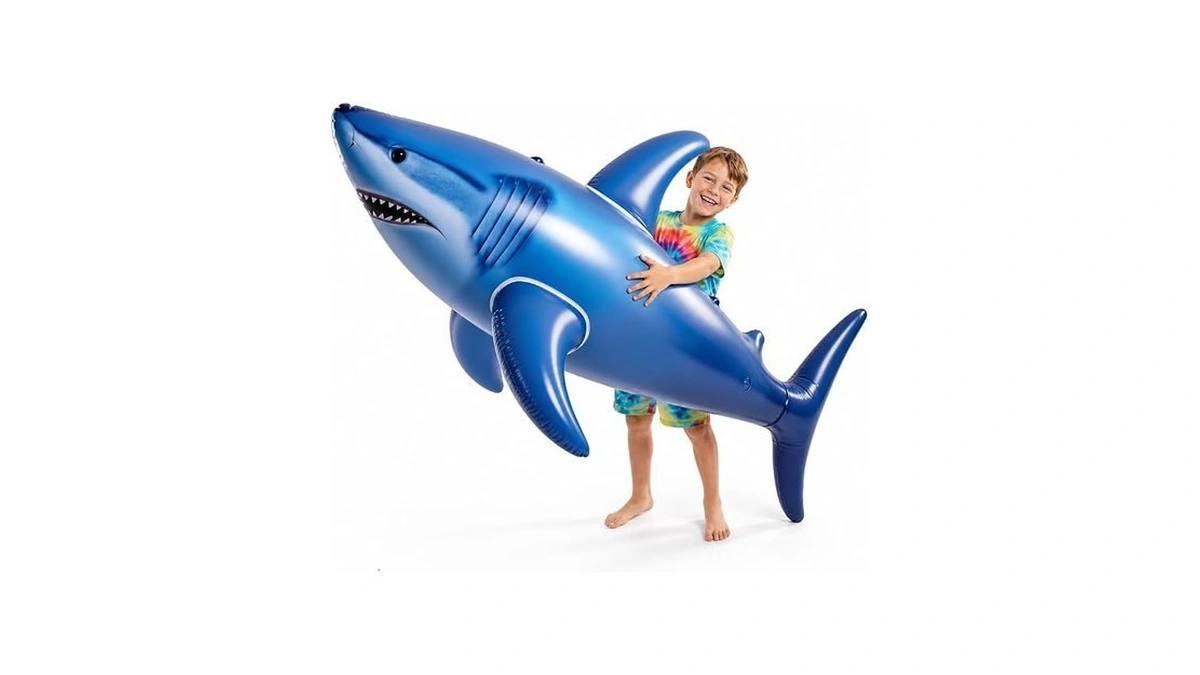 Giant Inflatable Shark Pool Float 75” - Large Blow-up Shark