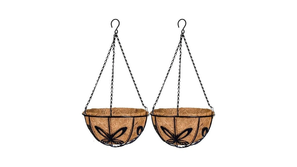 Kingbuy Metal Hanging Basket For Plant Planter With Coconut Fiber