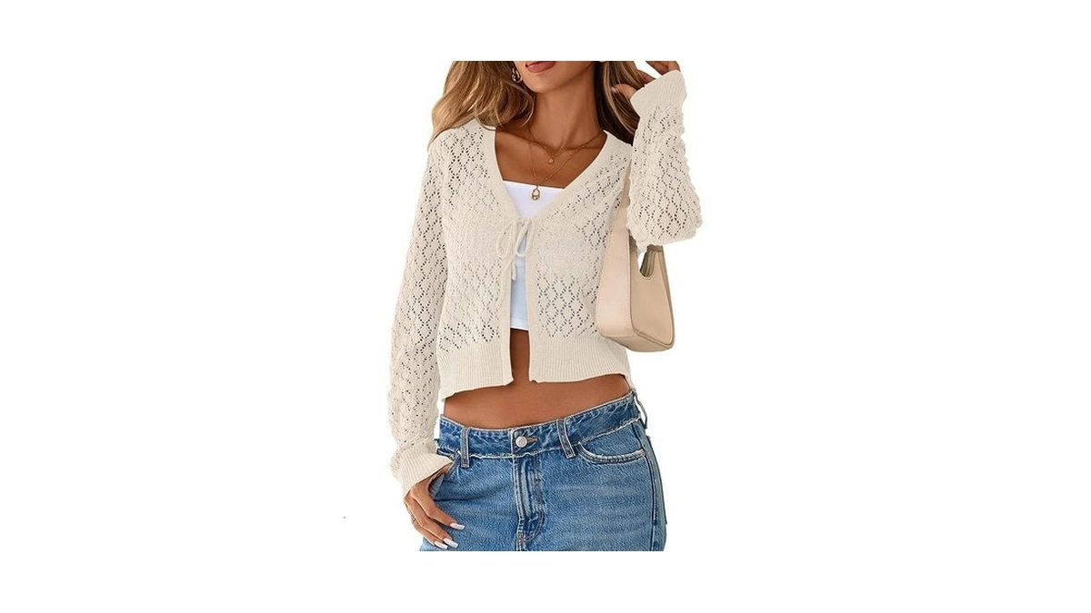Simplefun Summer Cardigan For Women Boho Trendy Tie Knot Front