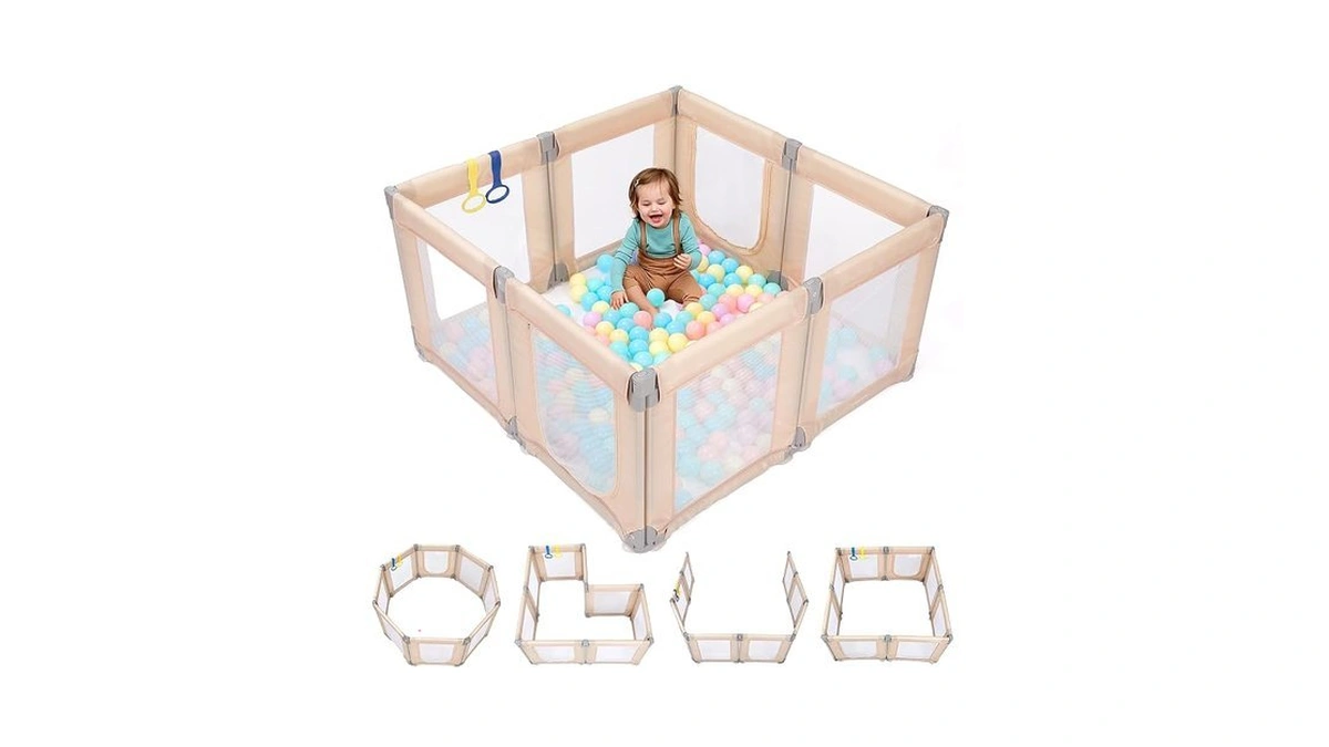 Dripex Small Foldable Baby Playpen, 49"x47" Small Space Play Yard