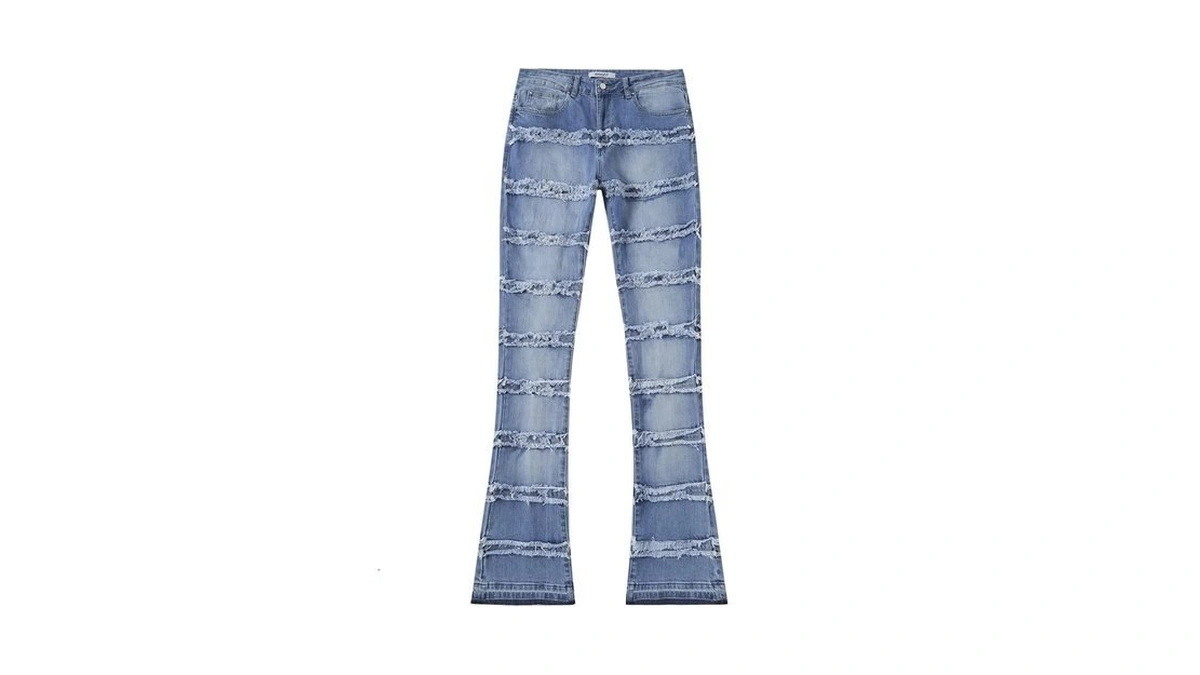 Shion7 Men's Stacked Denim Jeans, Skinny Fit Long Pants, Flared