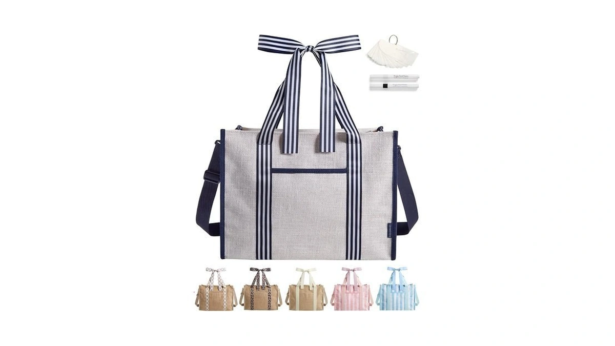 Bagsmart Beach Tote Bag For Women (sea Blue, 21l Jute)