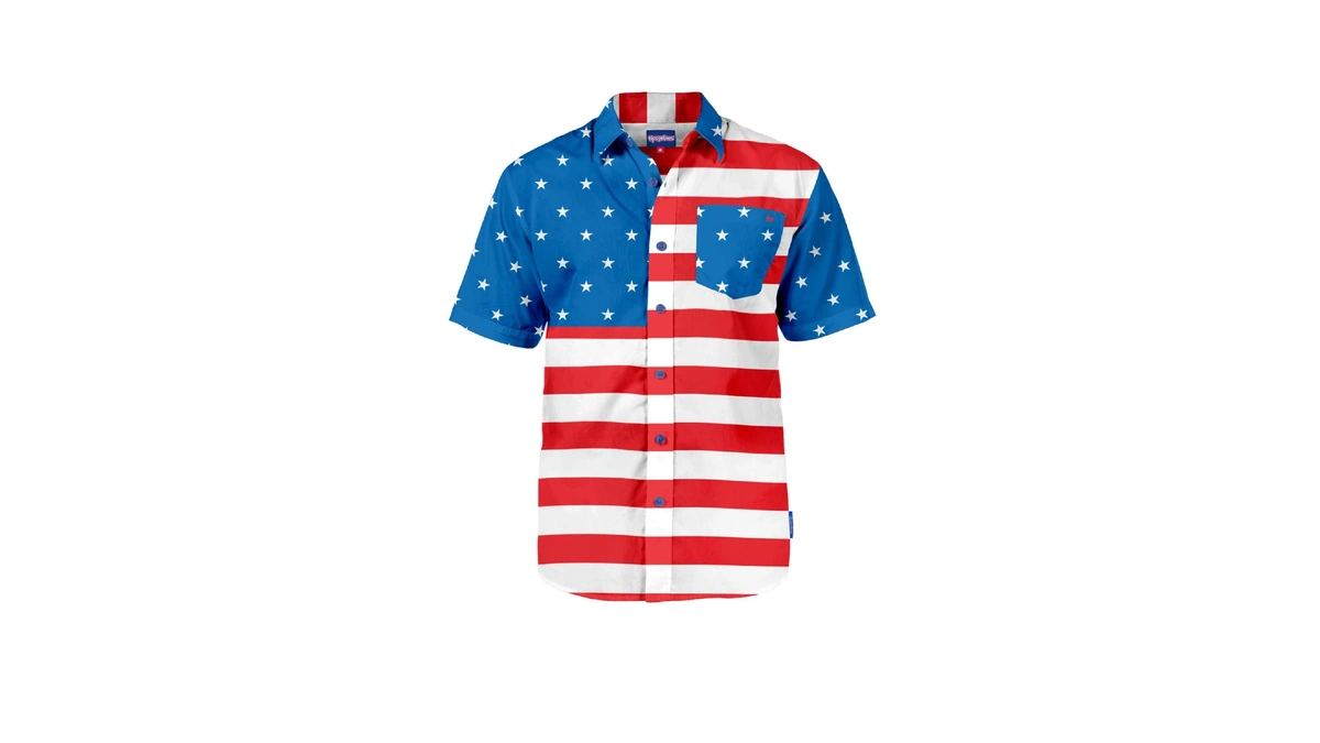 Tipsy Elves Red White And Blue American Flag Patriotic Button