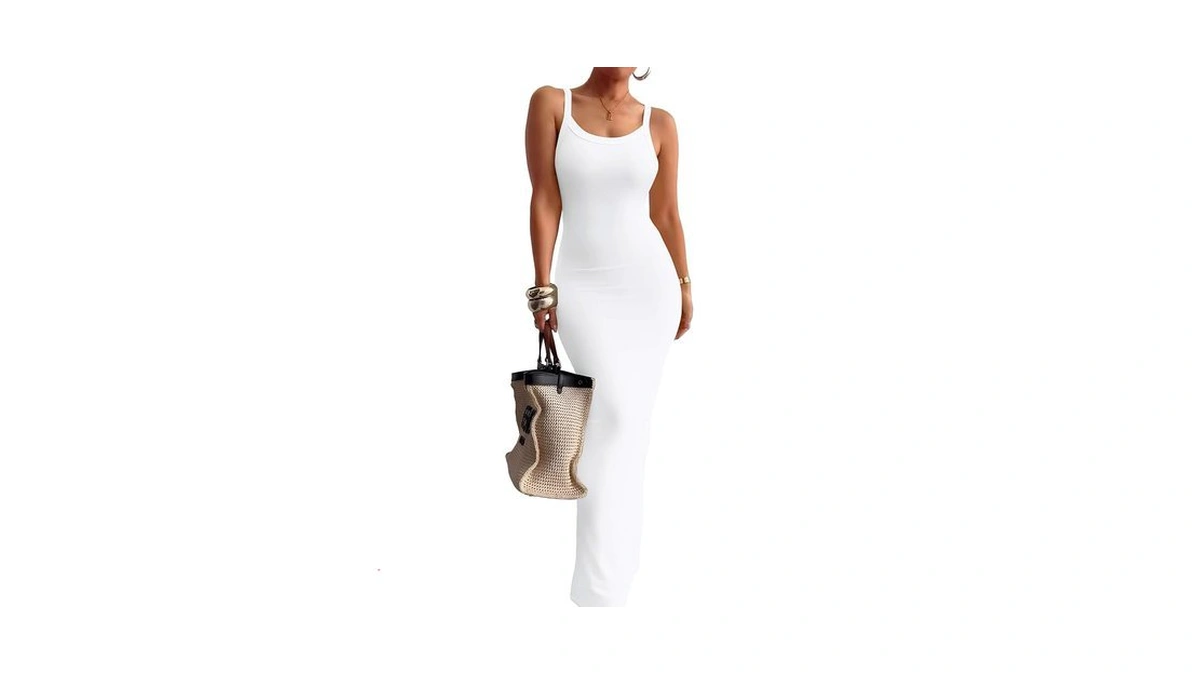 Fandee Women Summer Long Dress, Casual Maxi Slip Slim Bodycon