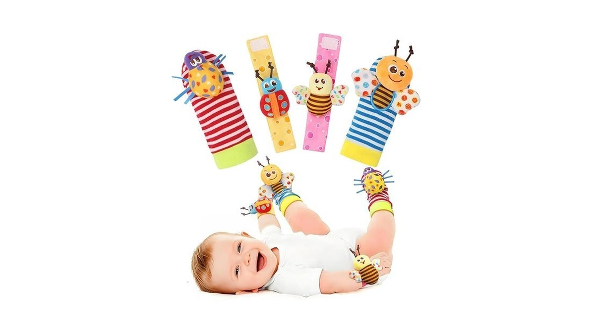 Bloobloomax Baby Wrist Rattle Socks & Foot Finder Set-gift For