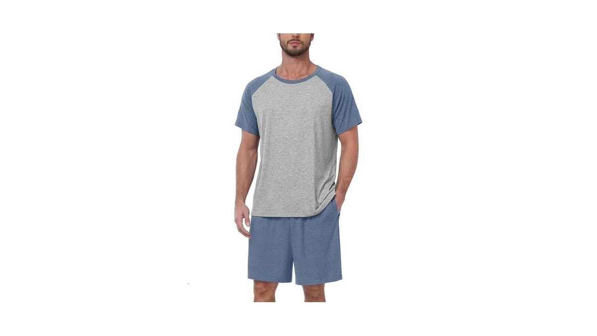 Mlxsj Mens Pajama Set Summer Pjs Sleepwear Lightweight Short Sleeve