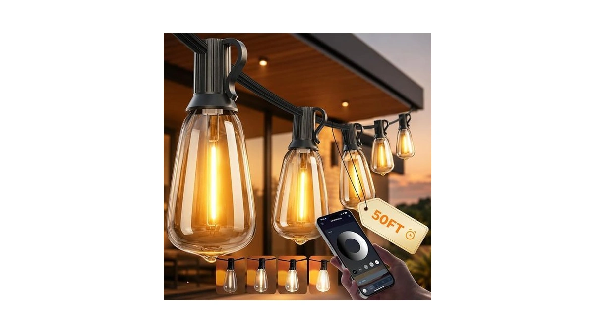 Ecoeve Outdoor String Lights, 50ft Patio Lights For Outside, Smart