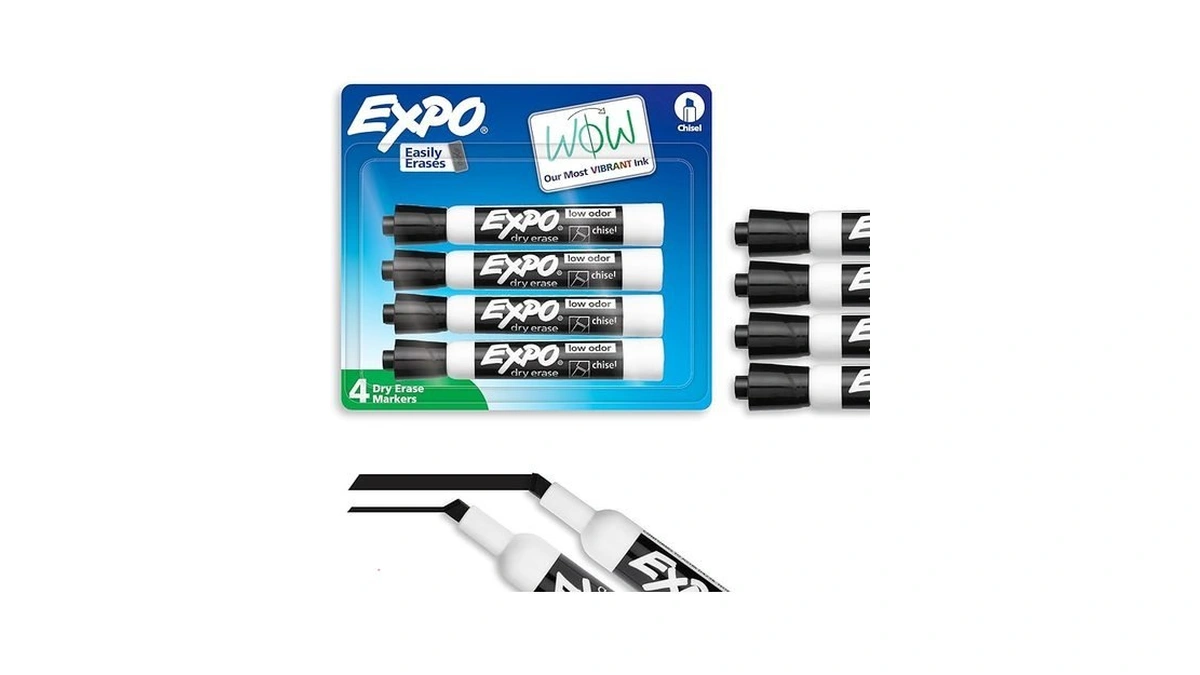 Expo Dry Erase Markers, Low Odor Ink, Black, Chisel Tip,