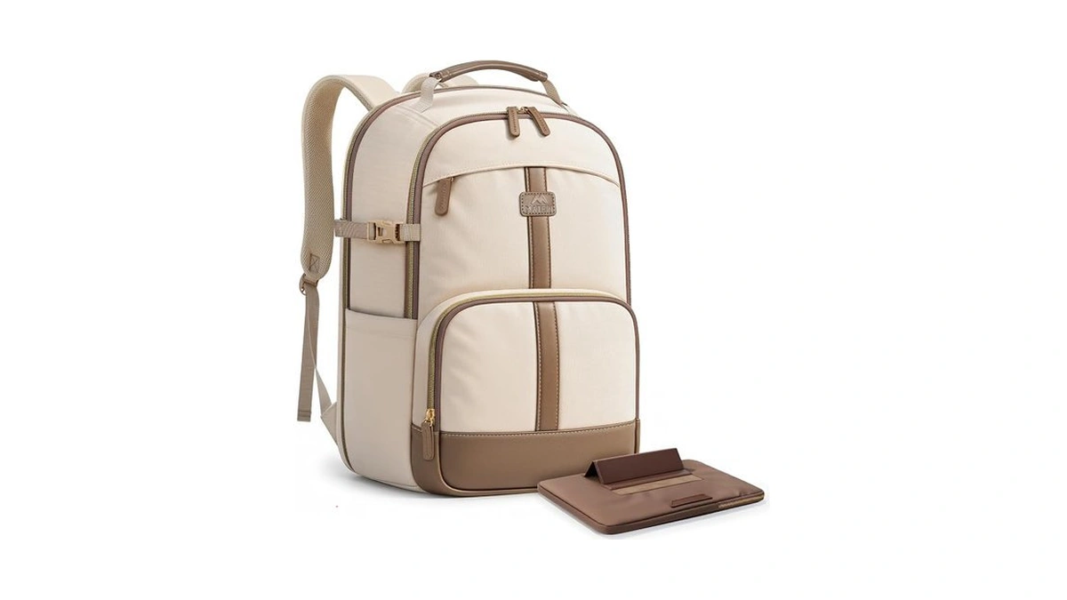 Matein Her Laptop Backpack For Women, Work Office Commute, Beige