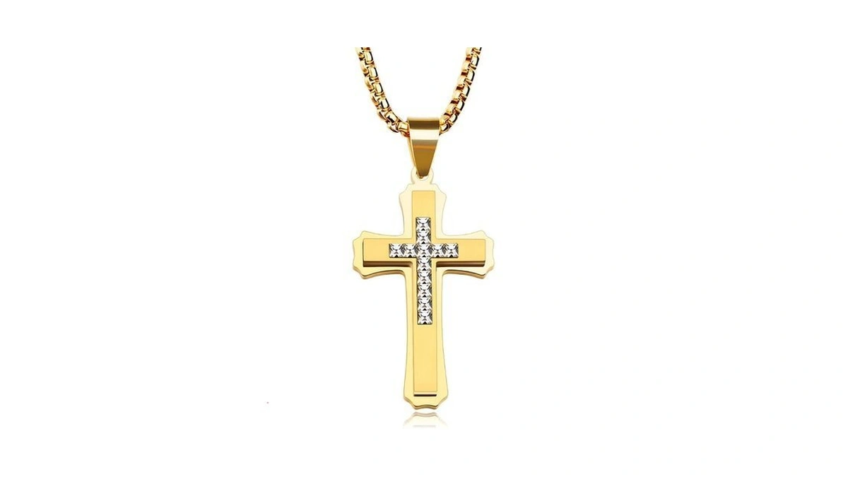 Olevs Gold Rhinestone Cross Necklace For Women Gold Cross Pendant