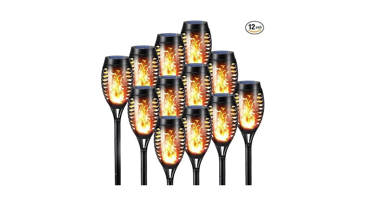 Toodour Solar Torch Flame Lights, 12 Pack Solar Lights Outdoor