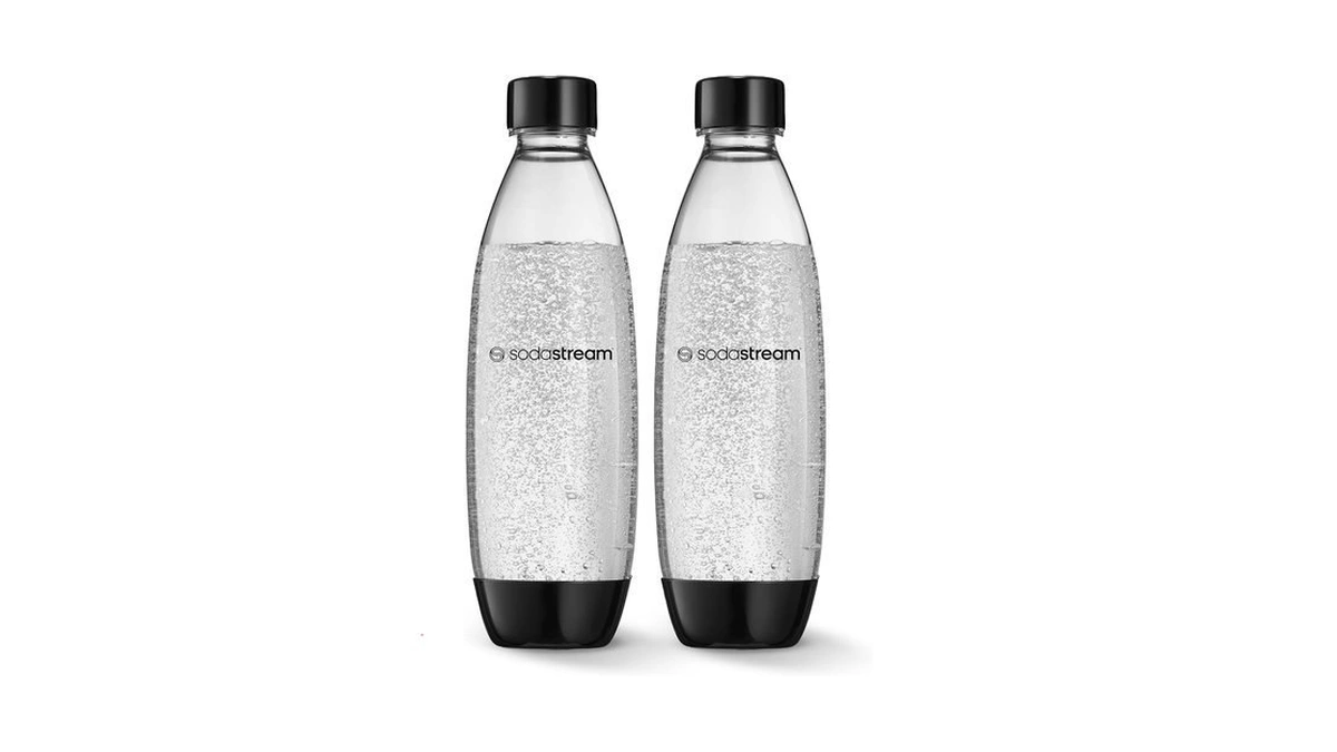 Sodastream 1l Twin Pack Carbonated Water Bottle, Dishwasher Safe Slim,