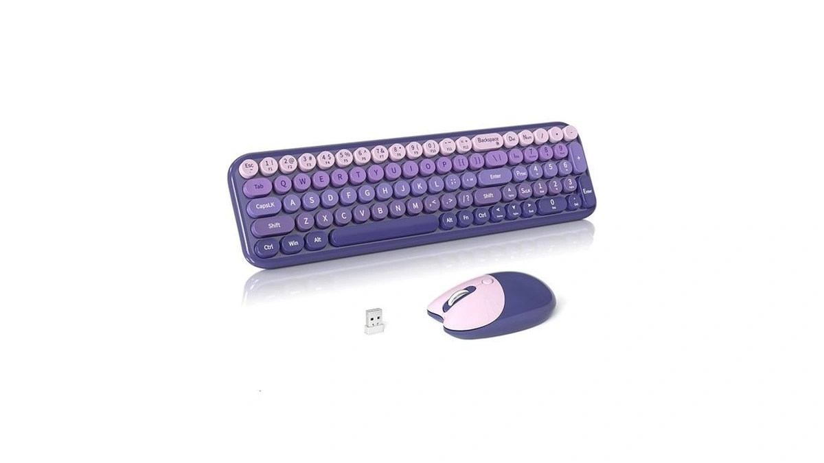 Wireless Keyboard And Mouse Combo, Meidosa 2.4ghz Colorful Full-size Retro