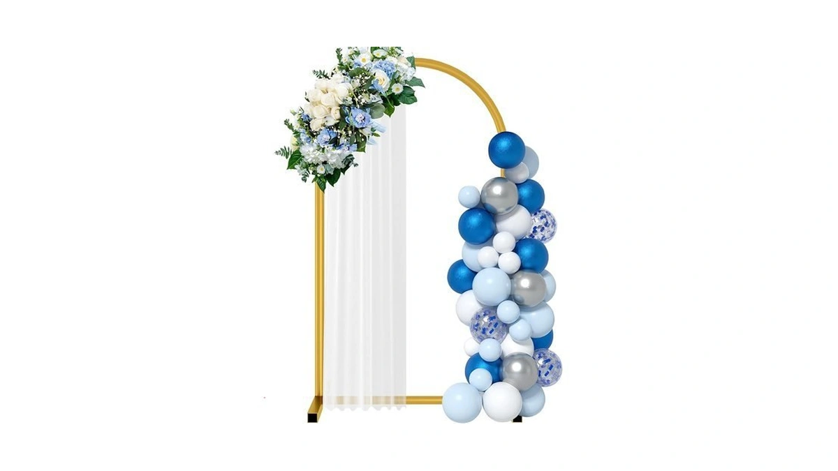 6 Ft Gold Metal Balloon Arch Stand, Arch Backdrop Stand