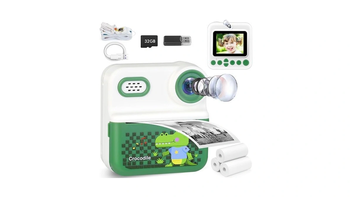 Kids Camera Instant Print With 32gb Card, 1080p Video, 2.4in