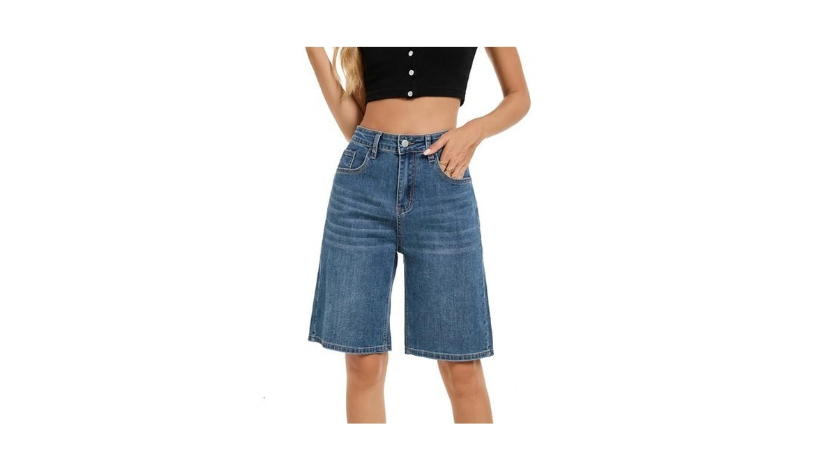 Tosatisfine Jean Shorts For Women High Waisted Knee Length Trendy