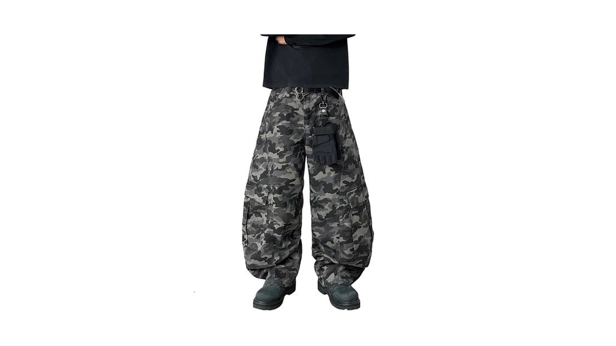 Qgrswbc Camouflage Cargo Pants For Men Baggy Hip Hop Jeans